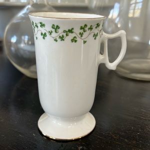 Royal Tara fine bone china Irish coffee mugs gold rim shamrock leaf border